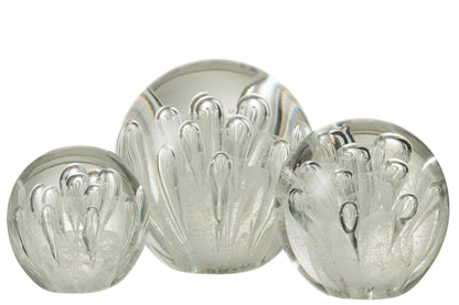 Papiergewicht Bubbels Glas Wit Groot