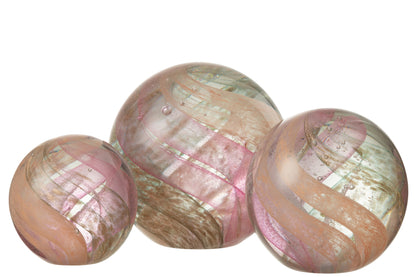 Papiergewicht Hurricaneglas Goud/Roze Groot