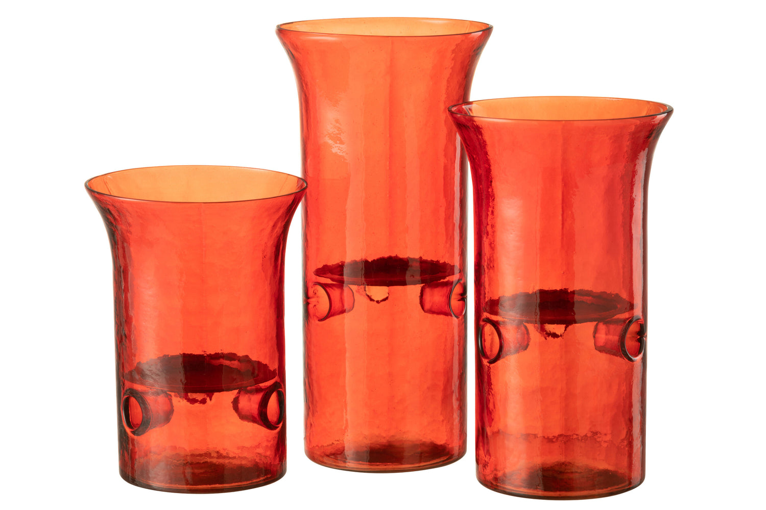 J-Line Set Van Drie Kaarshouder Bord Glas/Metaal Rood