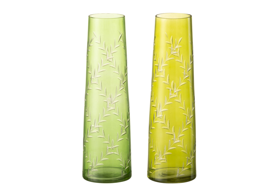 Vaas Bladeren Glas Groen Groot Assortiment Van 2