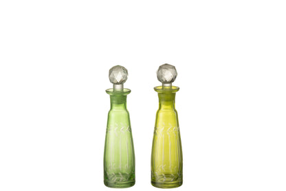 Karaf Bladeren Glas Groen Medium Assortiment Van 2