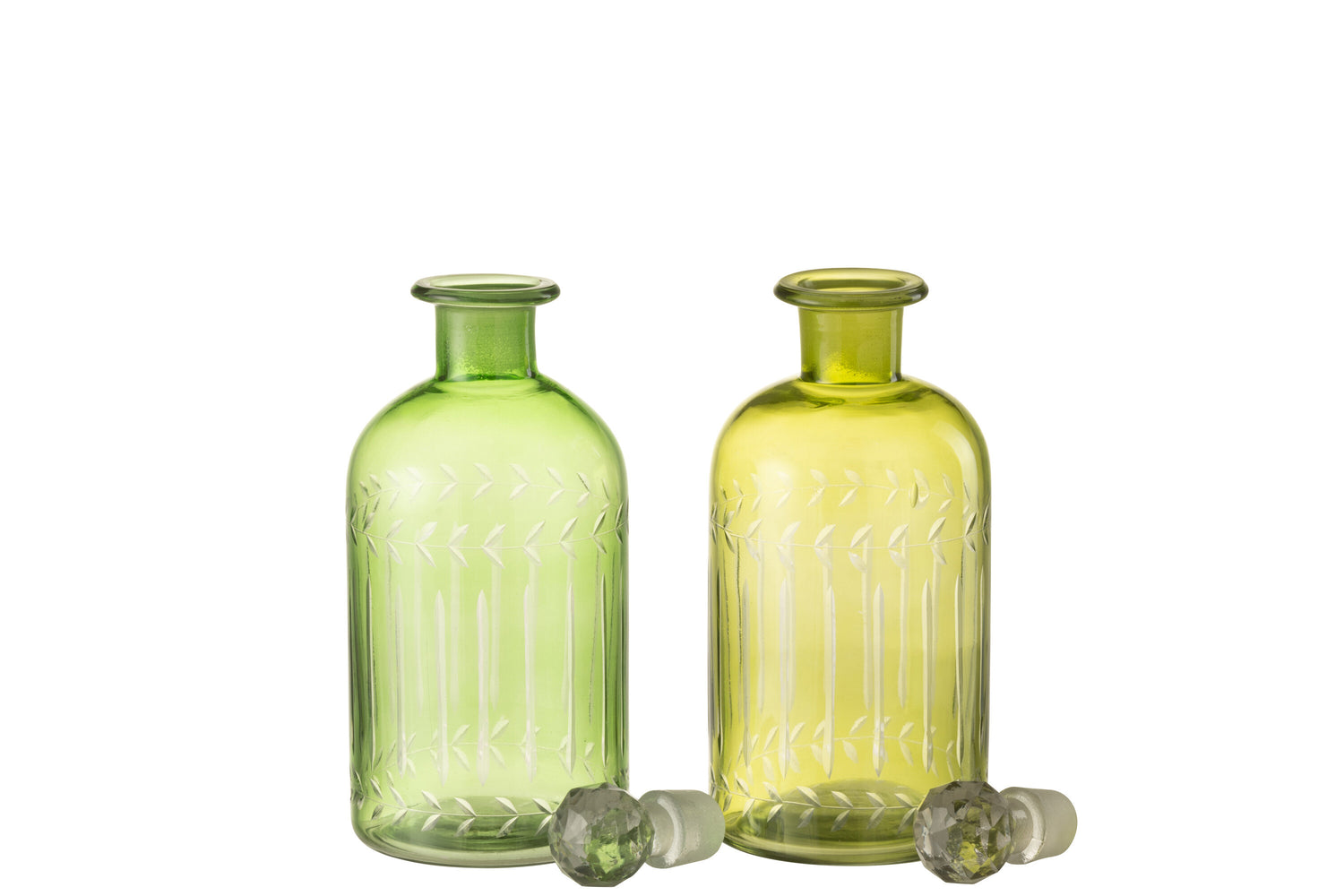 Karaf Bladeren Glas Groen Groot Assortiment Van 2