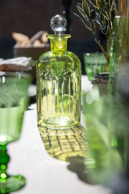 Karaf Bladeren Glas Groen Groot Assortiment Van 2