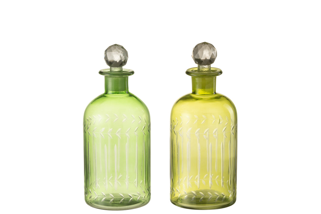 Karaf Bladeren Glas Groen Groot Assortiment Van 2