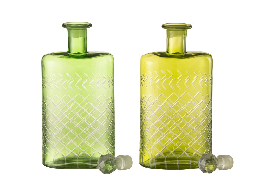 Karaf Bladeren Glas Groen Extra Groot Assortiment Van 2