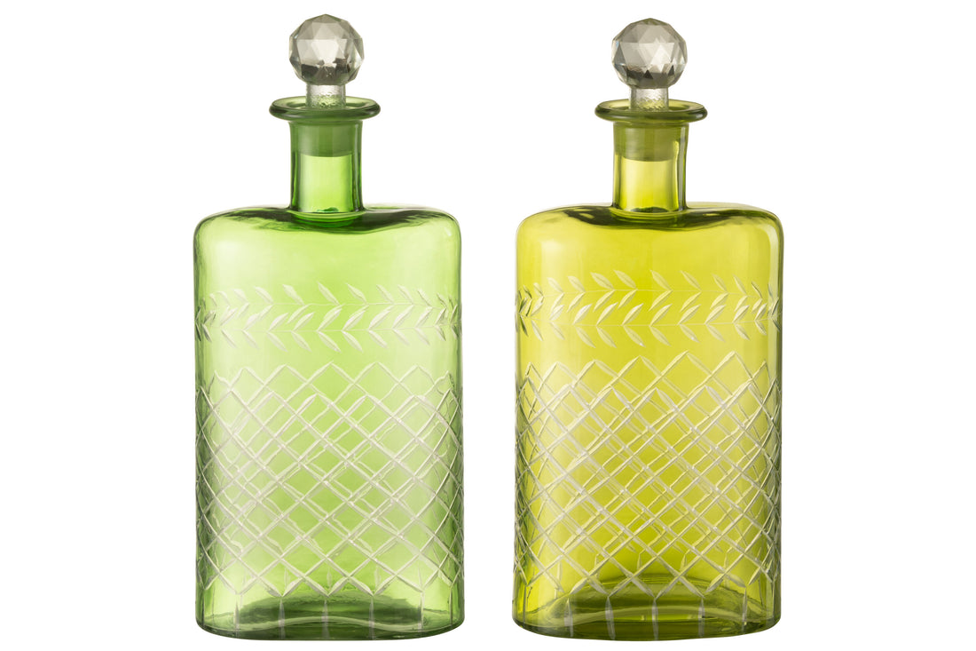 Karaf Bladeren Glas Groen Extra Groot Assortiment Van 2