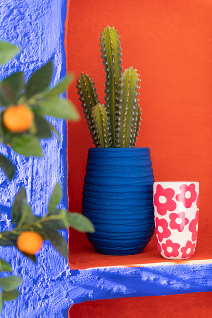 J-Line Vaas Fiesta Keramiek Blauw Medium