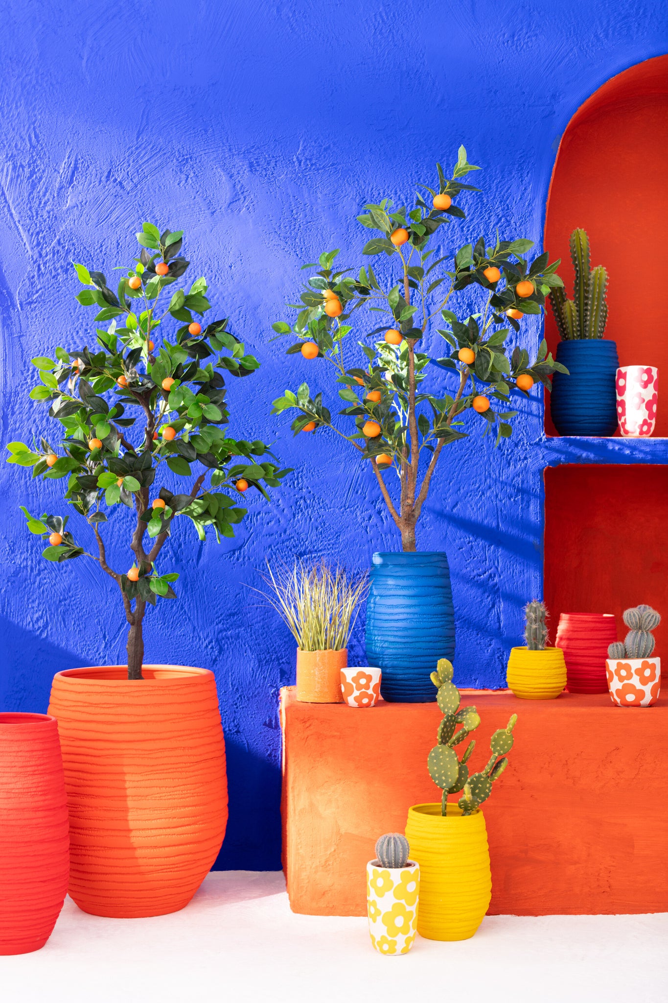 J-Line Vaas Fiesta Keramiek Blauw Medium