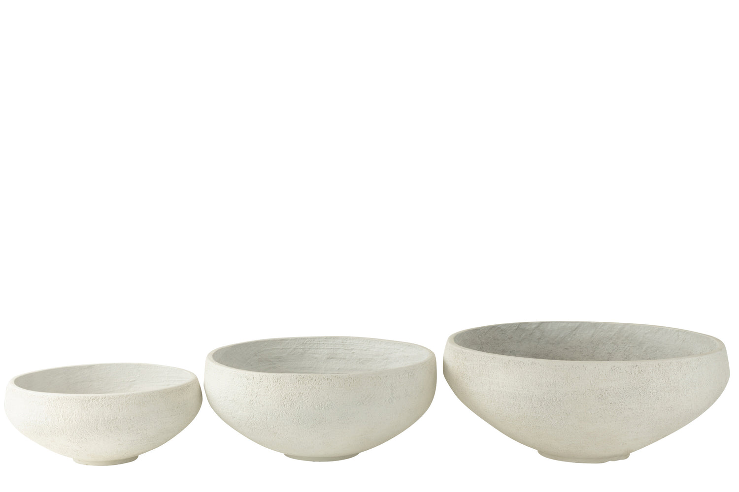 Set van 3 schalen van vezelklei wit