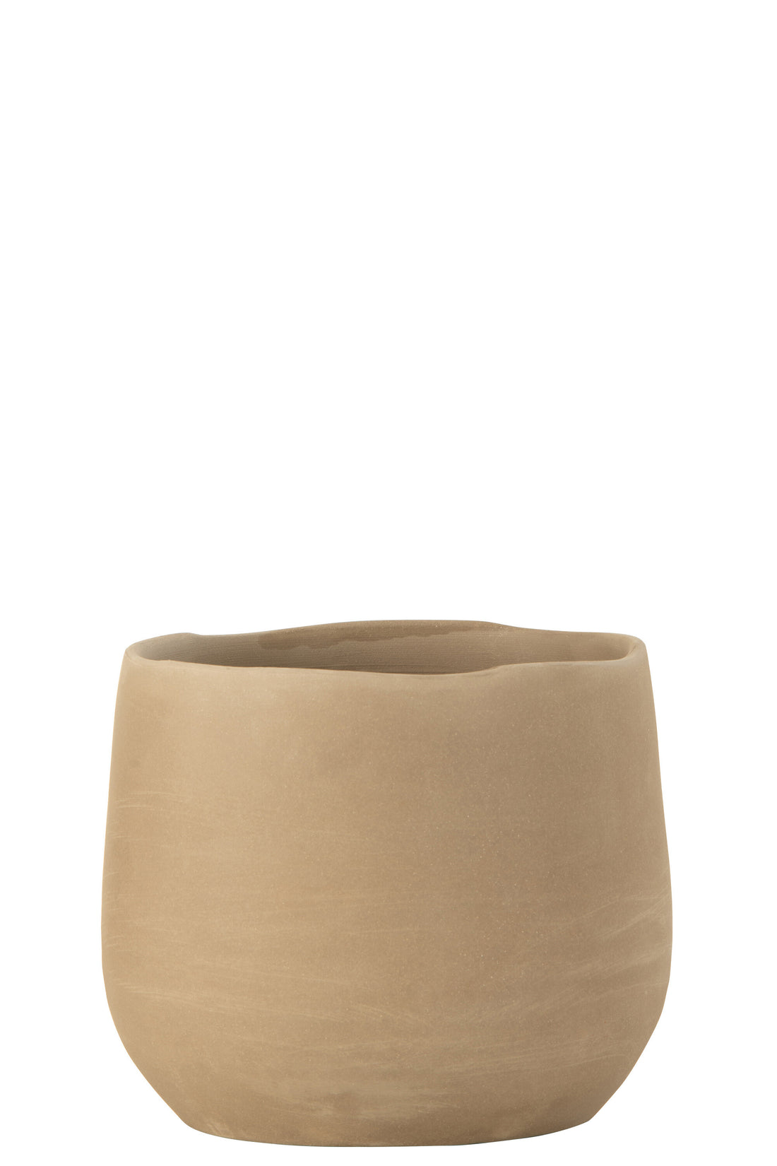 J-Line Bloempot Effen Keramiek Beige Medium