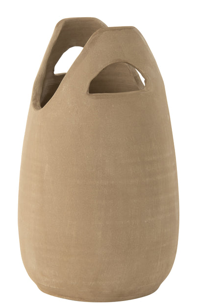 VAAS HANDVAT KERAMIEK BEIGE GROOT