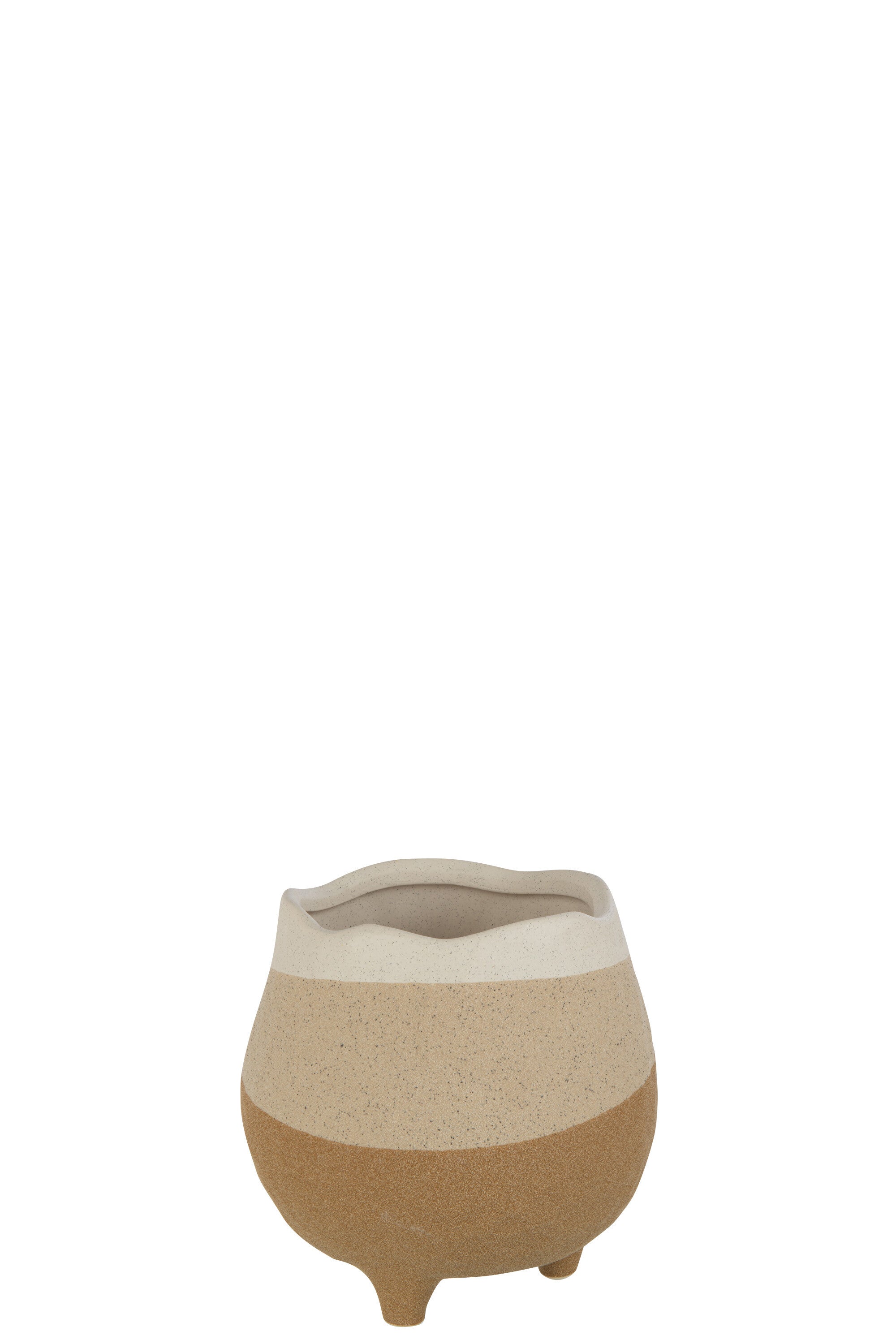 J-Line Bloempot Op Voet Keramiek Beige/Lichtbruin Medium