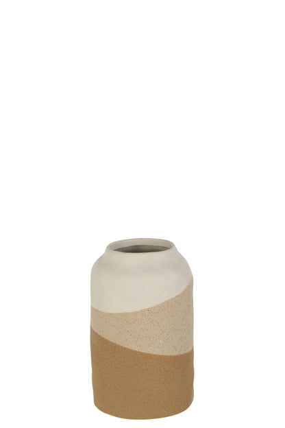 Vaas Cilinder Keramiek Beige/Lichtbruin Klein