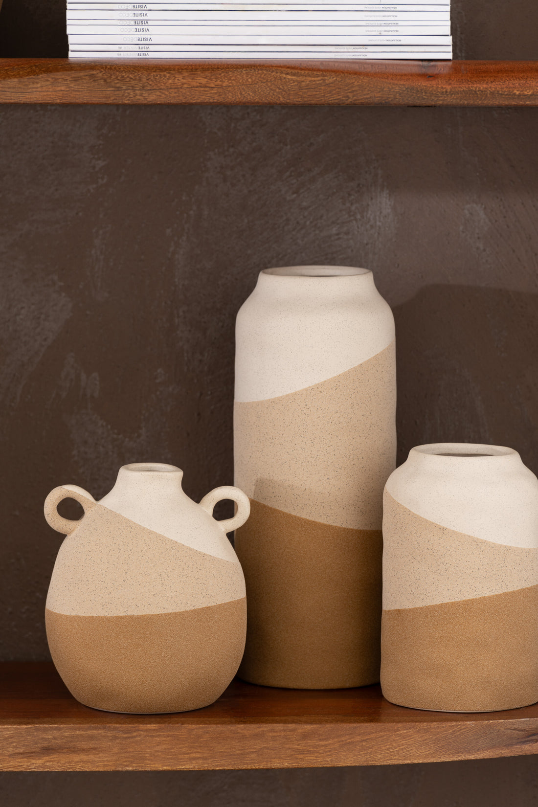 Vaas Oor Keramiek Beige/Lichtbruin Klein