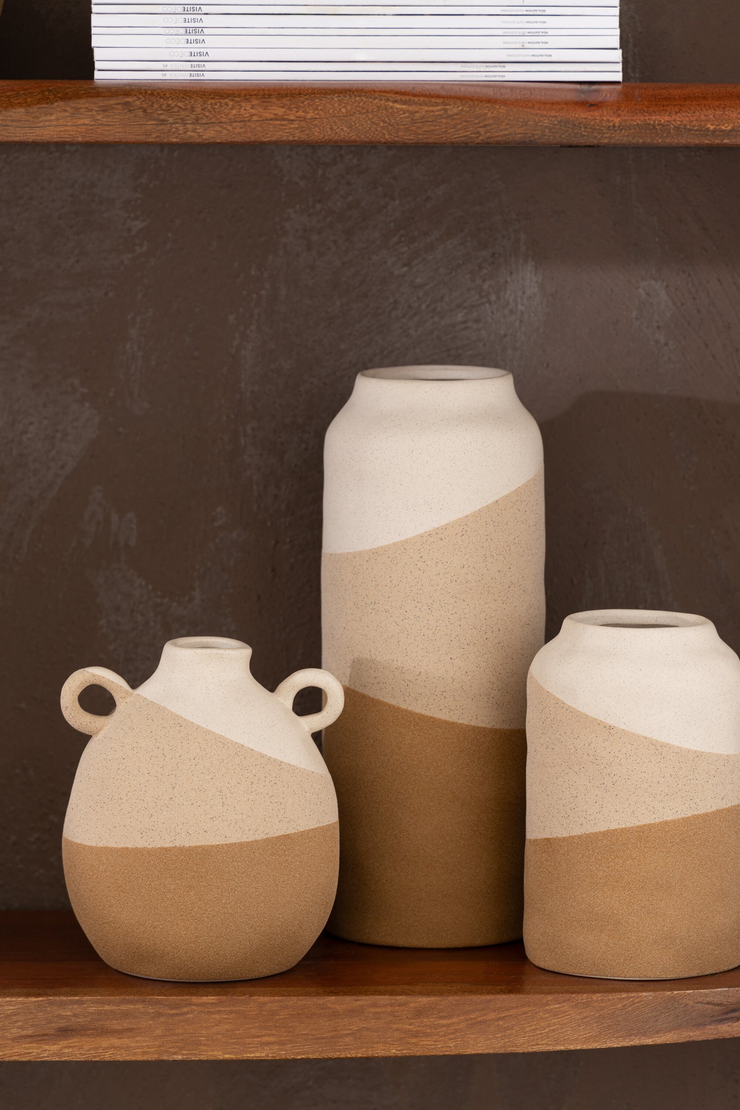 Vaas Oor Keramiek Beige/Lichtbruin Klein