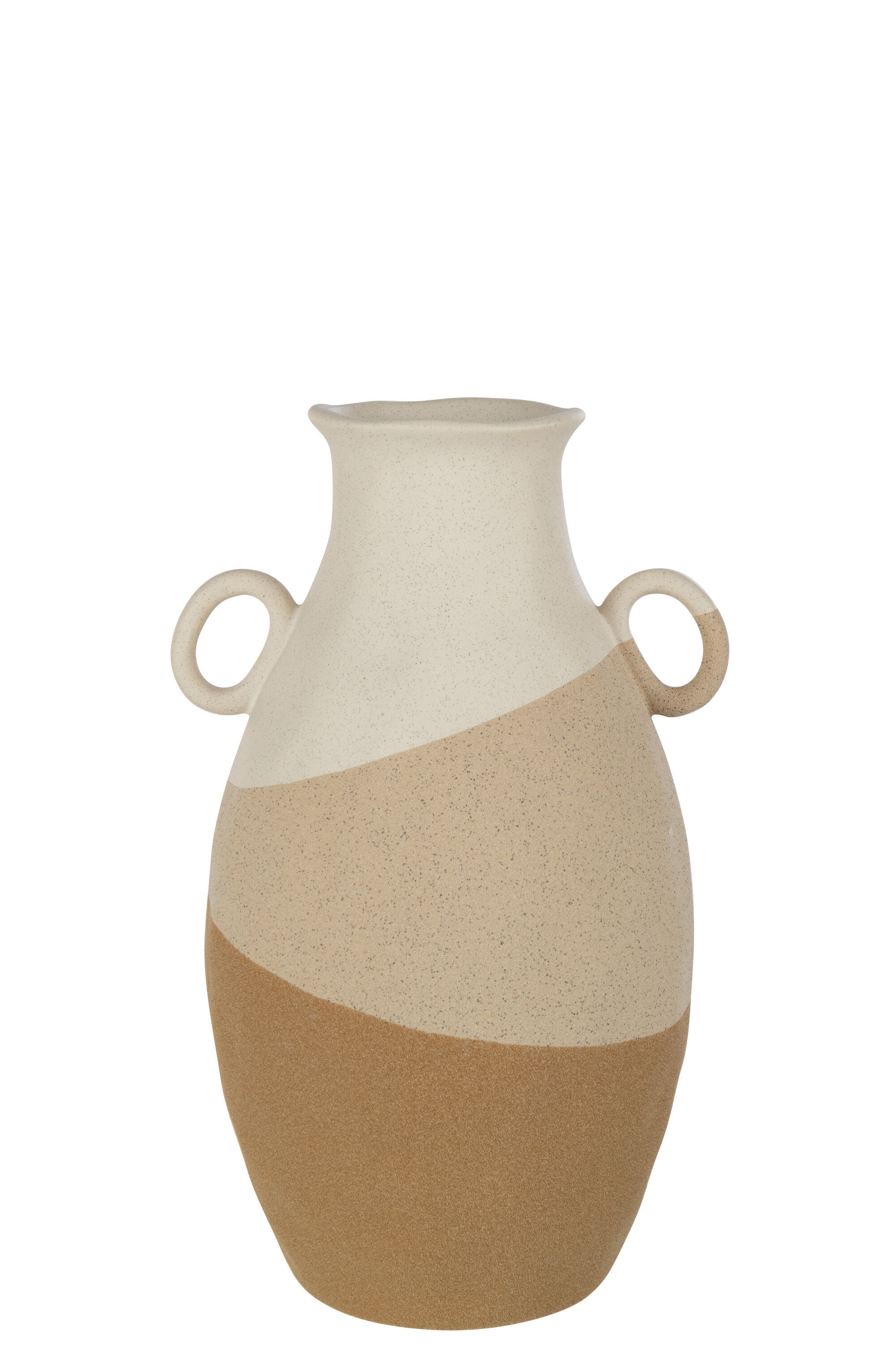 Vaas Oor Keramiek Beige/Lichtbruin Groot
