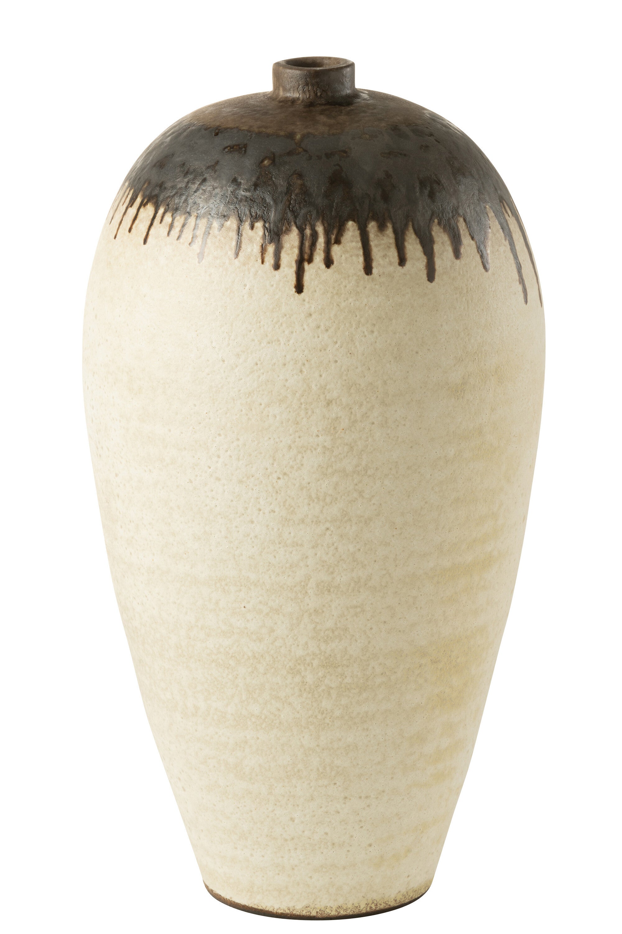 Vaas Lombok Keramiek Beige/Bruin Groot