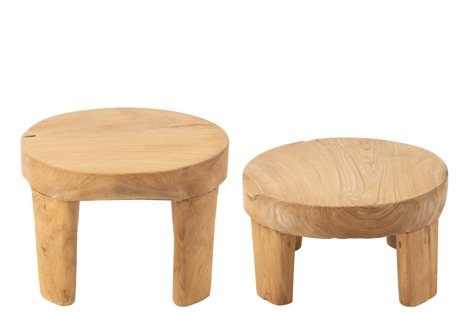 J-Line tafel Rond Teak - hout - naturel - set van 2