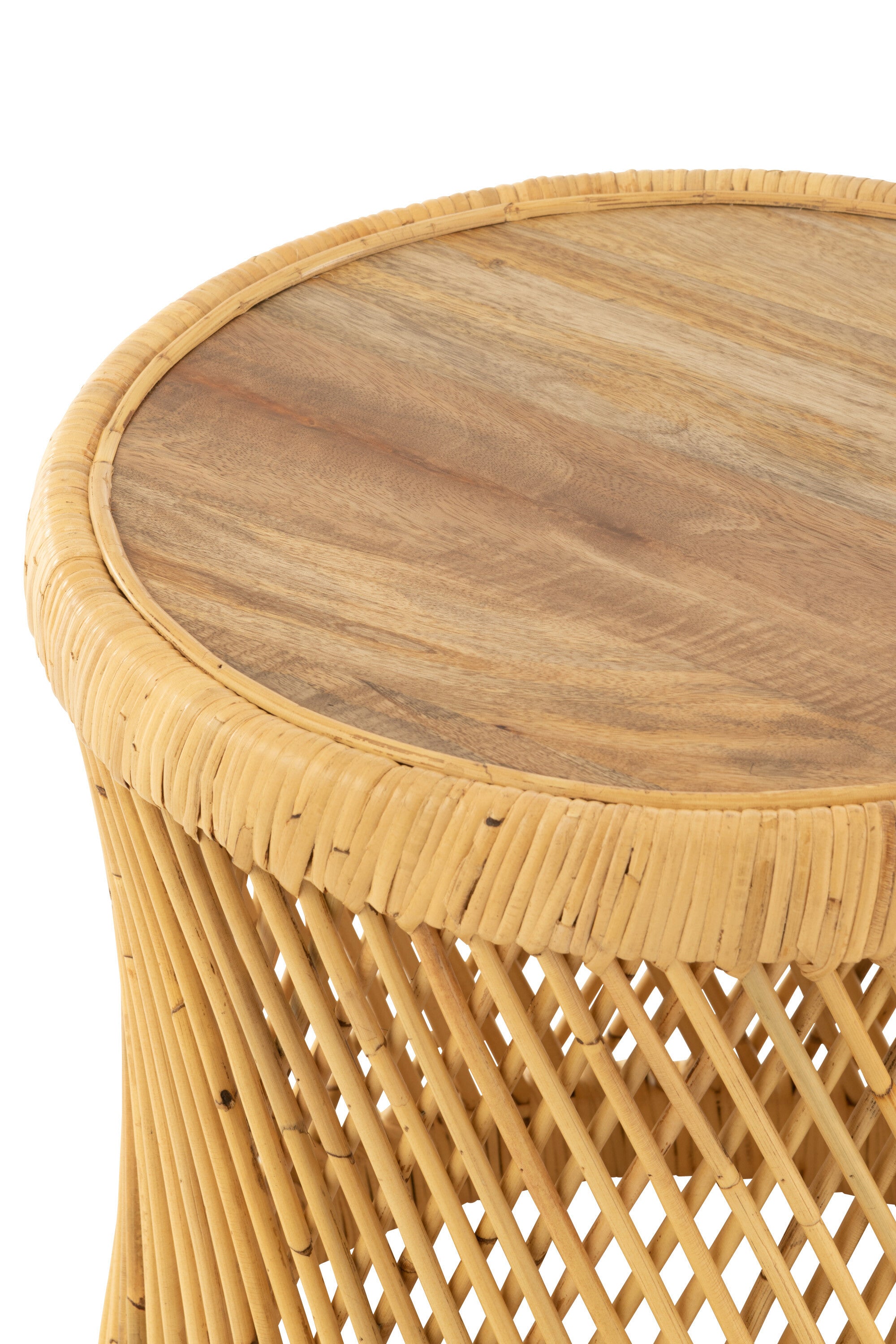 J-Line Bijzijtafel Cylindrisch Rotan Naturel