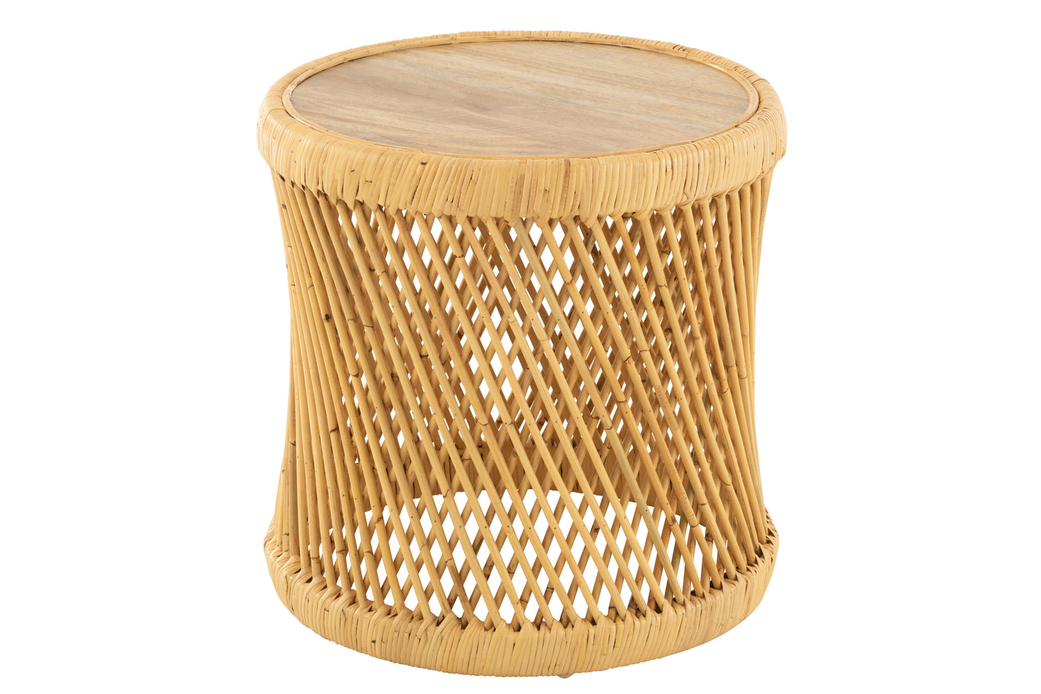 J-Line Bijzijtafel Cylindrisch Rotan Naturel