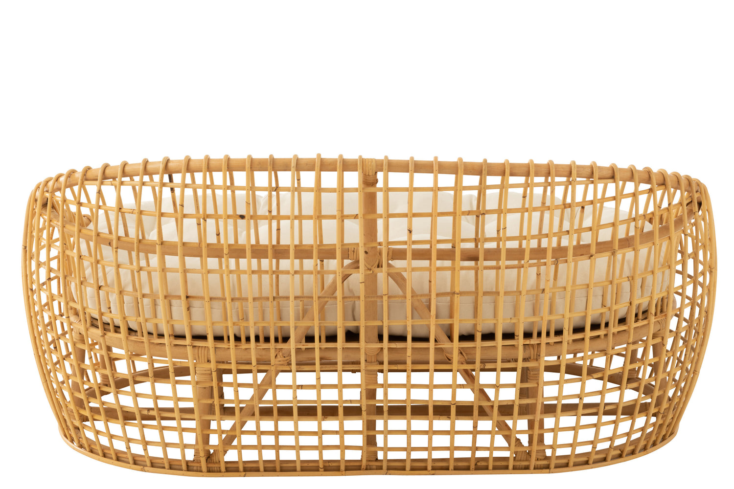 J-Line stoel Lise + kussen 1 Personen - rotan/textiel - naturel/wit