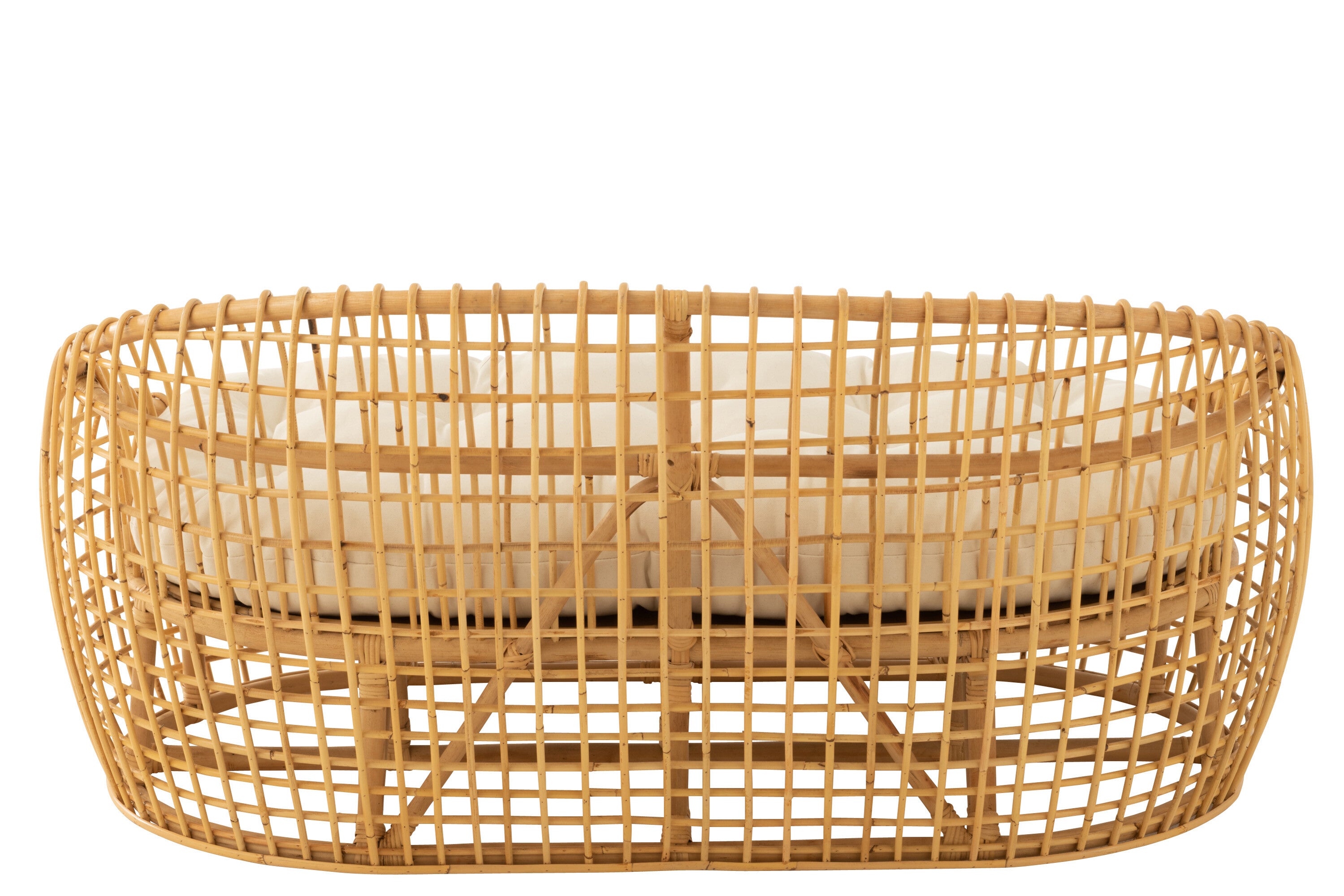 J-Line stoel Lise + kussen 1 Personen - rotan/textiel - naturel/wit