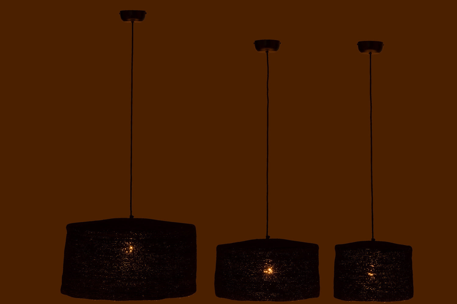J-Line Set Van 3 Hangende Lamp Moonj Gras Zwart