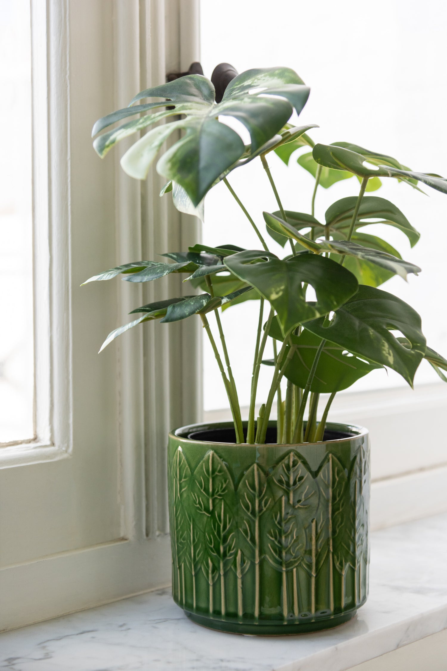J-Line Monstera in pot - kunststof - groen