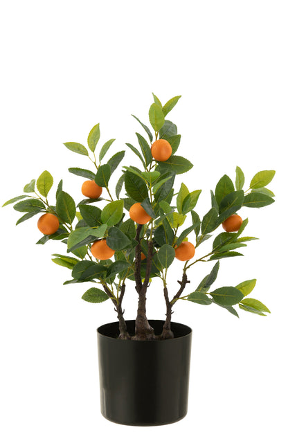 J-Line sinaasappelboom in pot - kunststof - oranje/groen - small