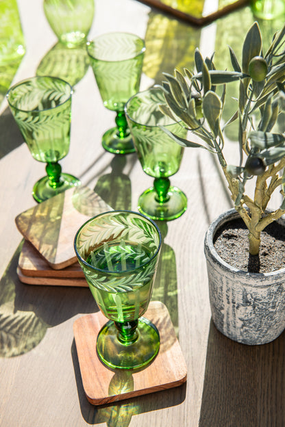 Set van 4 onderzetters vierkant acaciahout donker natuurlijk