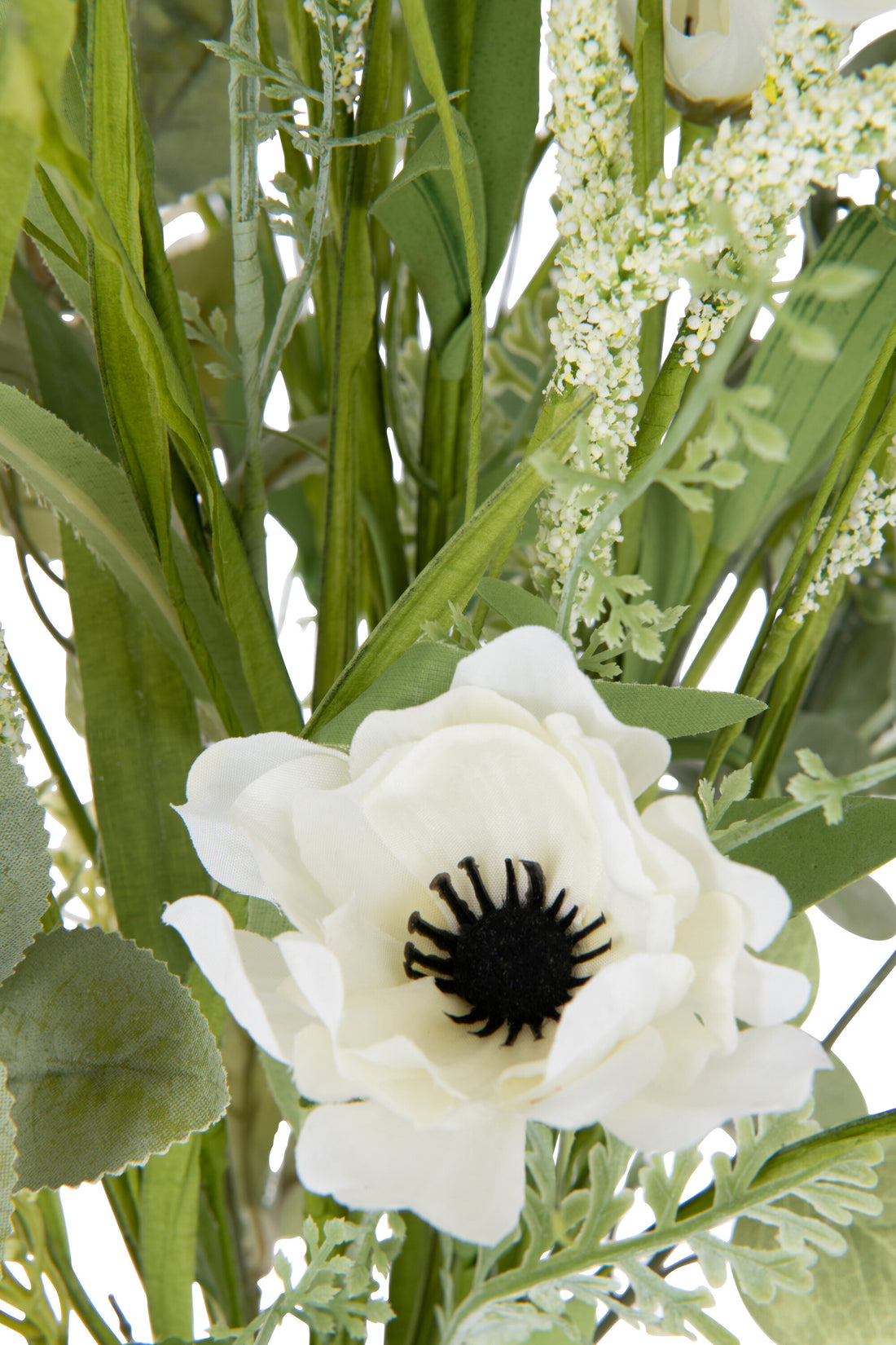 J-Line Boeket Mix Bloemen Kunststof Wit