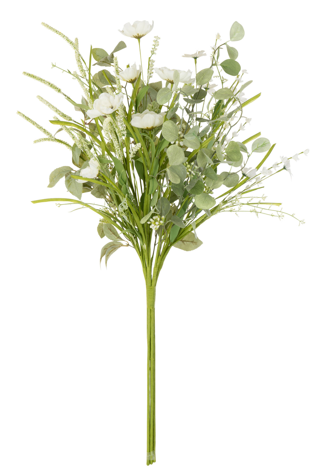 J-Line Boeket Mix Bloemen Kunststof Wit