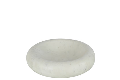 J-Line kom Rond Laag Marmer - wit - large
