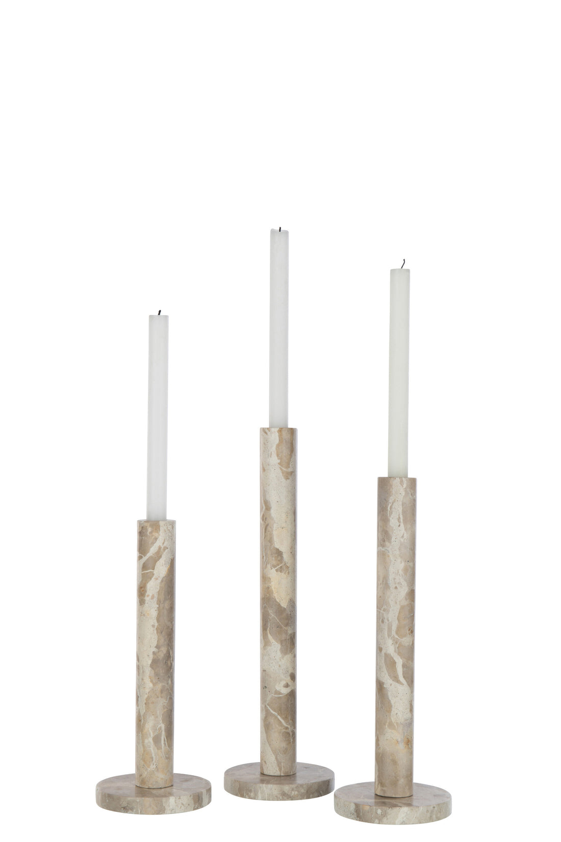 Set van 3 kaarsenhouders marmer beige