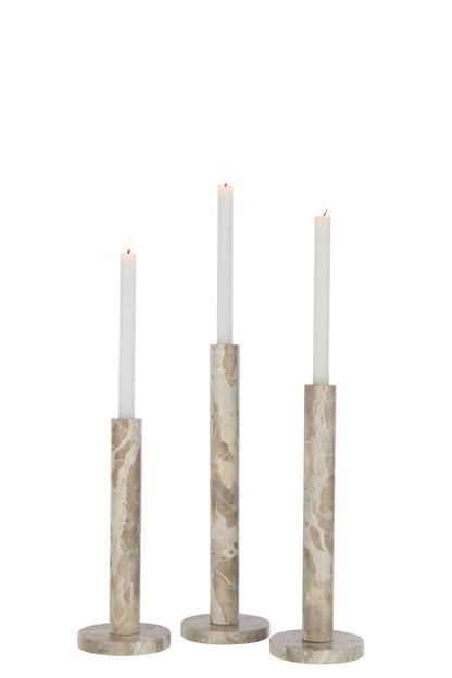 Set van 3 kaarsenhouders marmer beige