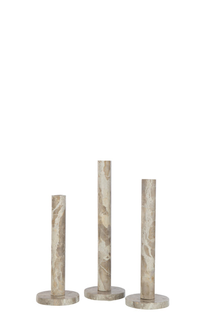 Set van 3 kaarsenhouders marmer beige