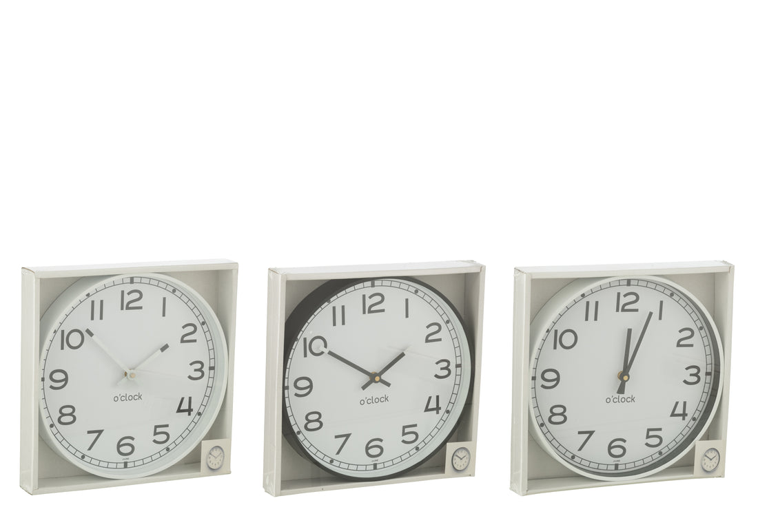 Wandklok Ronde Kunststof Wit/Zwart Groot Assortiment Van 3
