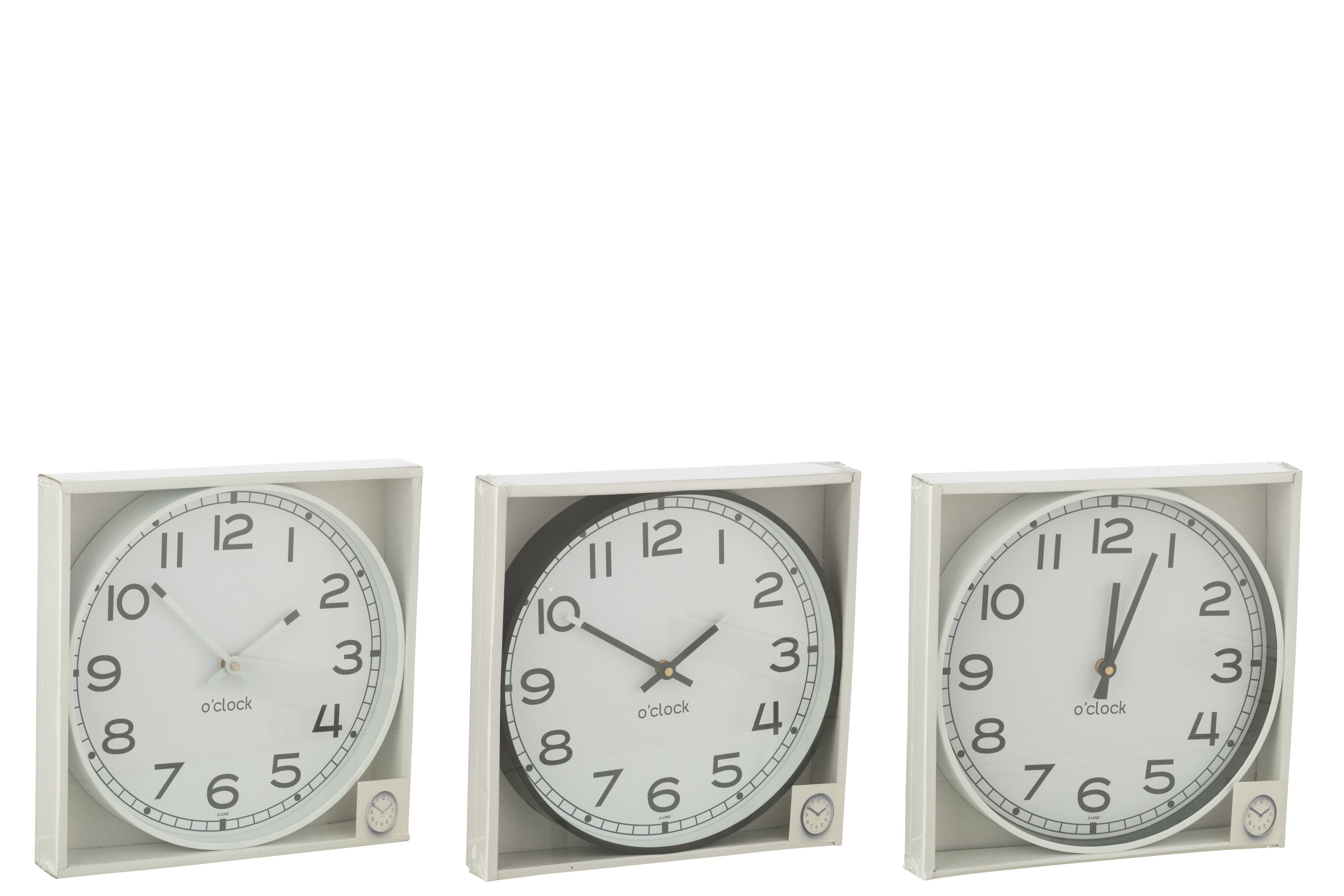 Wandklok Ronde Kunststof Wit/Zwart Groot Assortiment Van 3