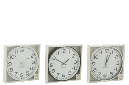 Wandklok Ronde Kunststof Wit/Zwart Groot Assortiment Van 3
