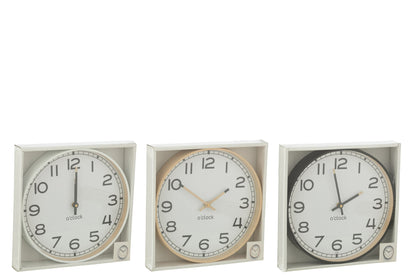 Wandklok Rond Plastic Beige/Wit/Zwart Groot Assortiment Van 3