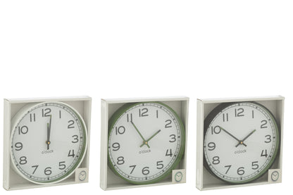 Wandklok Rond Plastic Groen/Wit/Zwart Groot Assortiment Van 3