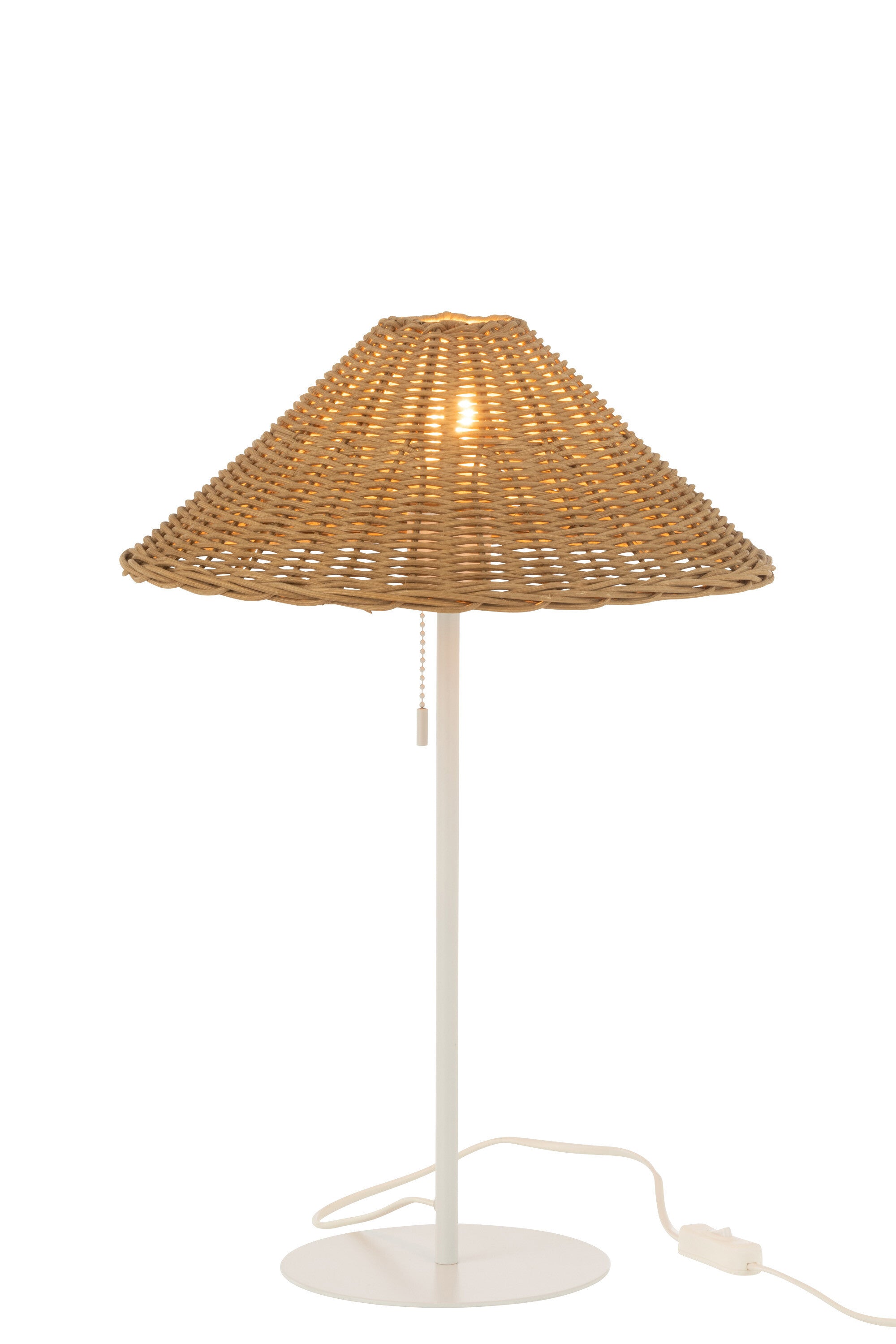 J-Line Tafellamp Metaal/Rattan Wit/Naturel