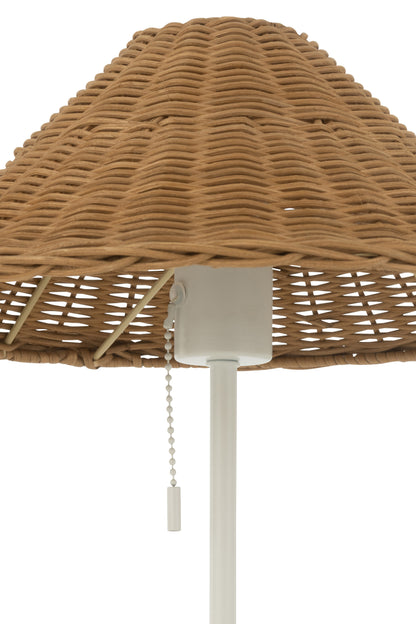 J-Line Tafellamp Metaal/Rattan Wit/Naturel