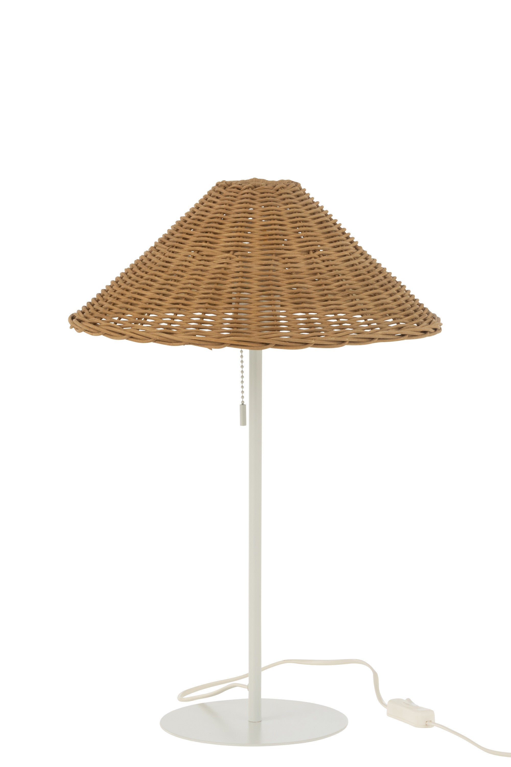 J-Line Tafellamp Metaal/Rattan Wit/Naturel