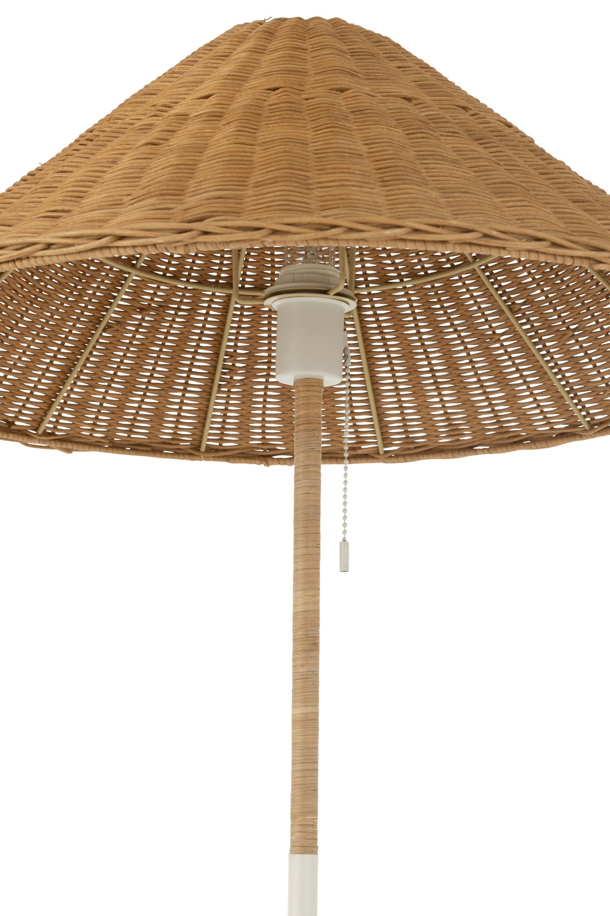 J-Line Staande Lamp Metaal/Rattan Wit/Naturel