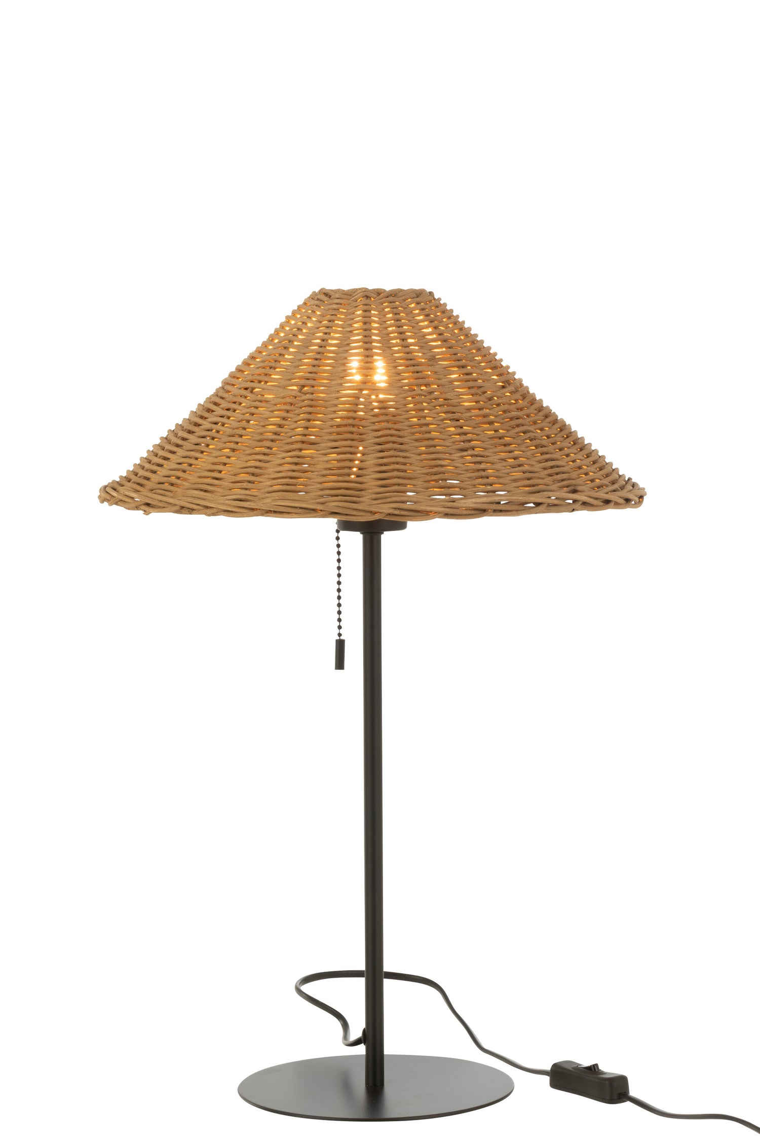 J-Line Tafellamp Metaal/Rattan Zwart/Naturel