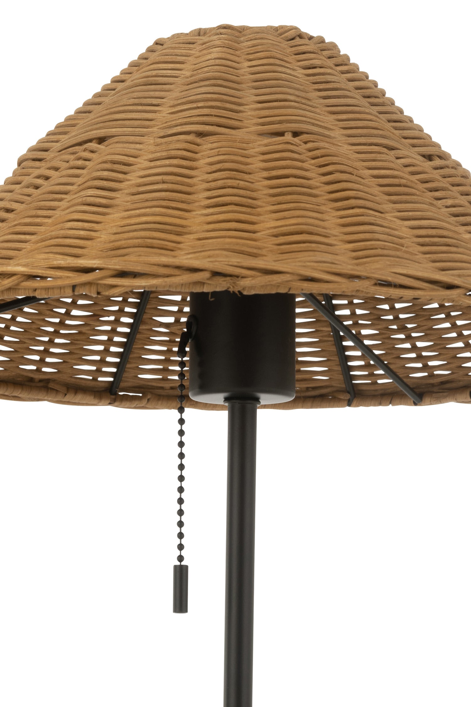 J-Line Tafellamp Metaal/Rattan Zwart/Naturel