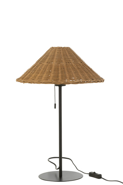 J-Line Tafellamp Metaal/Rattan Zwart/Naturel