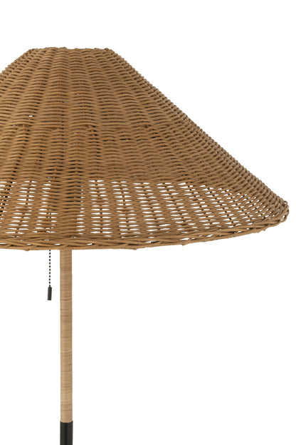 J-Line Staande Lamp Metaal/Rattan Zwart/Naturel