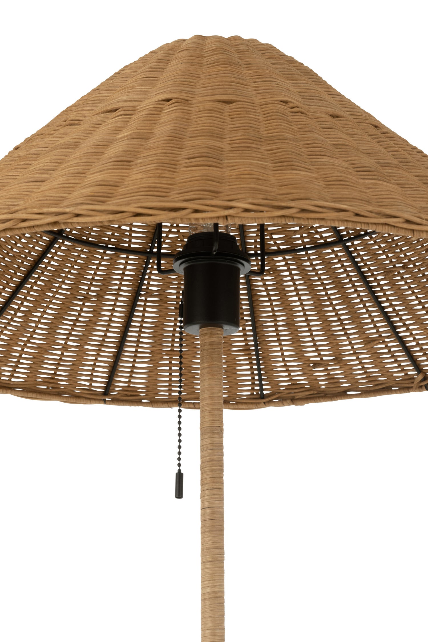 J-Line Staande Lamp Metaal/Rattan Zwart/Naturel